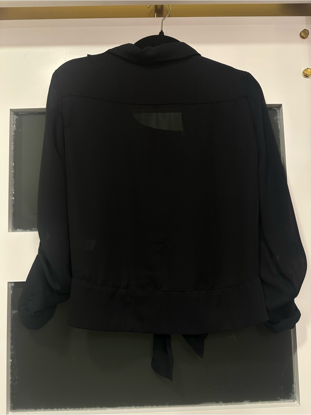 Jennifer Lopez Black Tie-Front Blouse with Gold Hardware - Picture 3 of 4